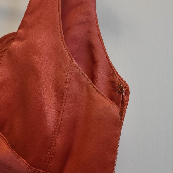 Maggie London Coral pink Silk Chiffon midi dress - Picture 8 of 10